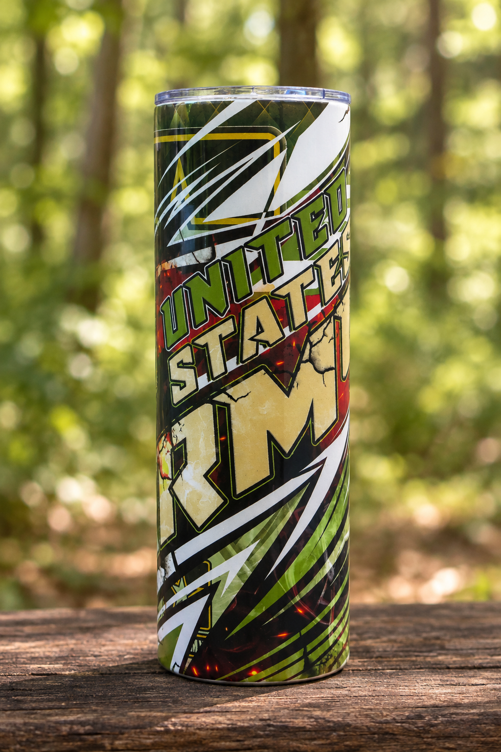 Army lettering side of the same tumbler