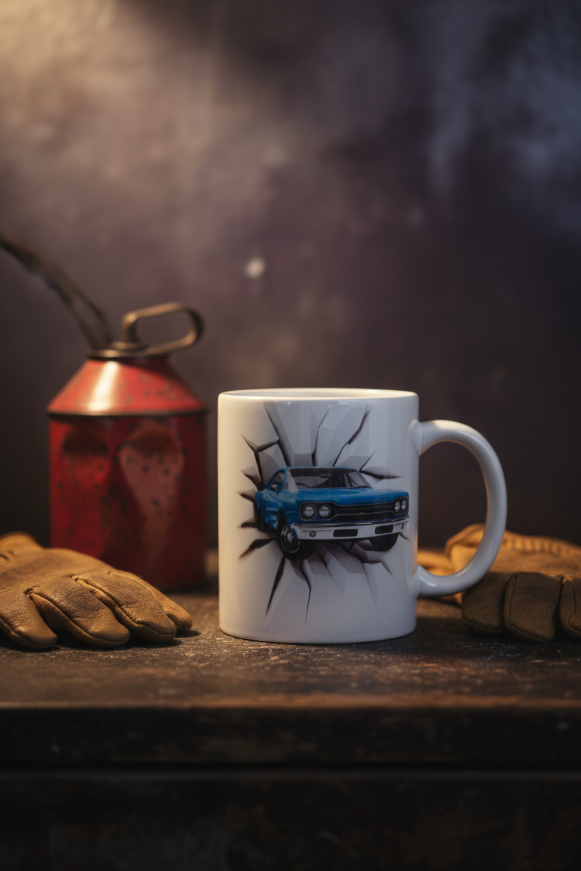Classic Blue Muscle Car Ceramic Mug - Styled