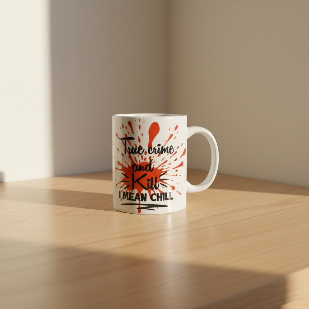 Corrected true-crime mug with one right handle