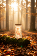 Enchanted Stag Glass Can - Autumn Forest Setting