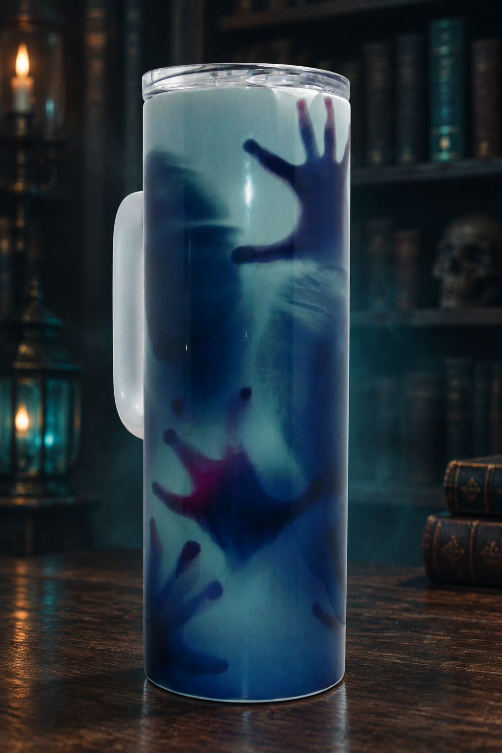 Ghostly tumbler alternate view in a matching setting