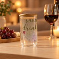 Save Water Drink Wine glass cup first view in a cozy wine-night setting