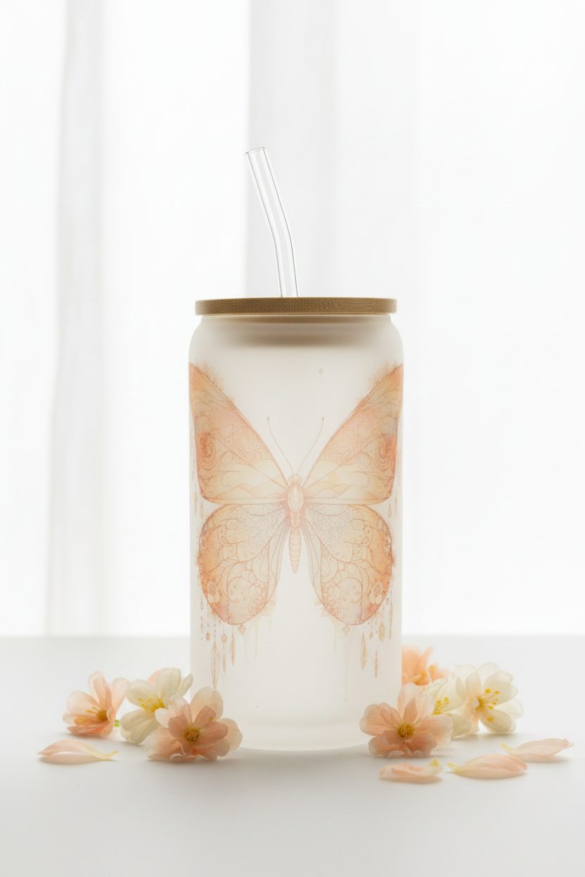 Peach Butterfly - Light Background