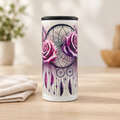 Purple rose dreamcatcher cup in a neutral tabletop setting