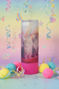 Retro Rainbow Kittens Glass Tumbler - Playful Colorful Setting
