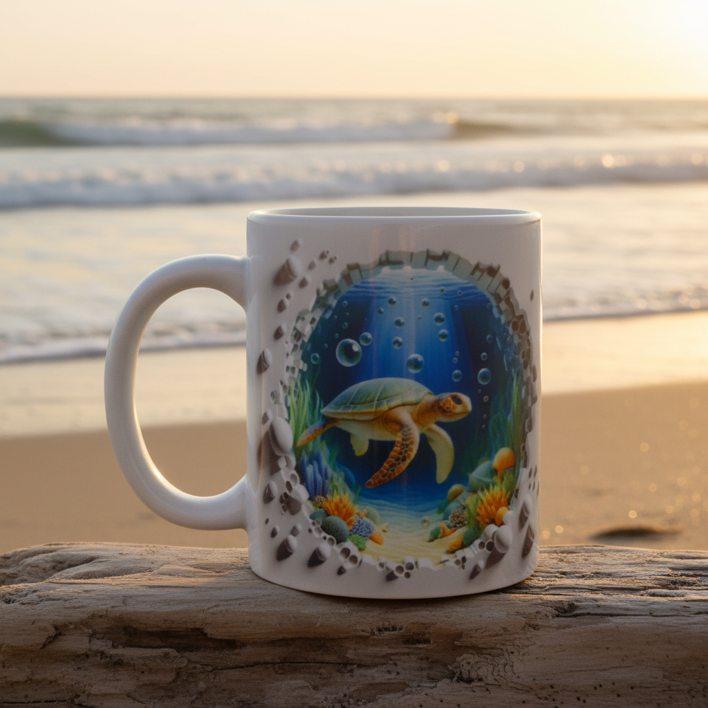 Sea Turtle Mug – Beach Setting