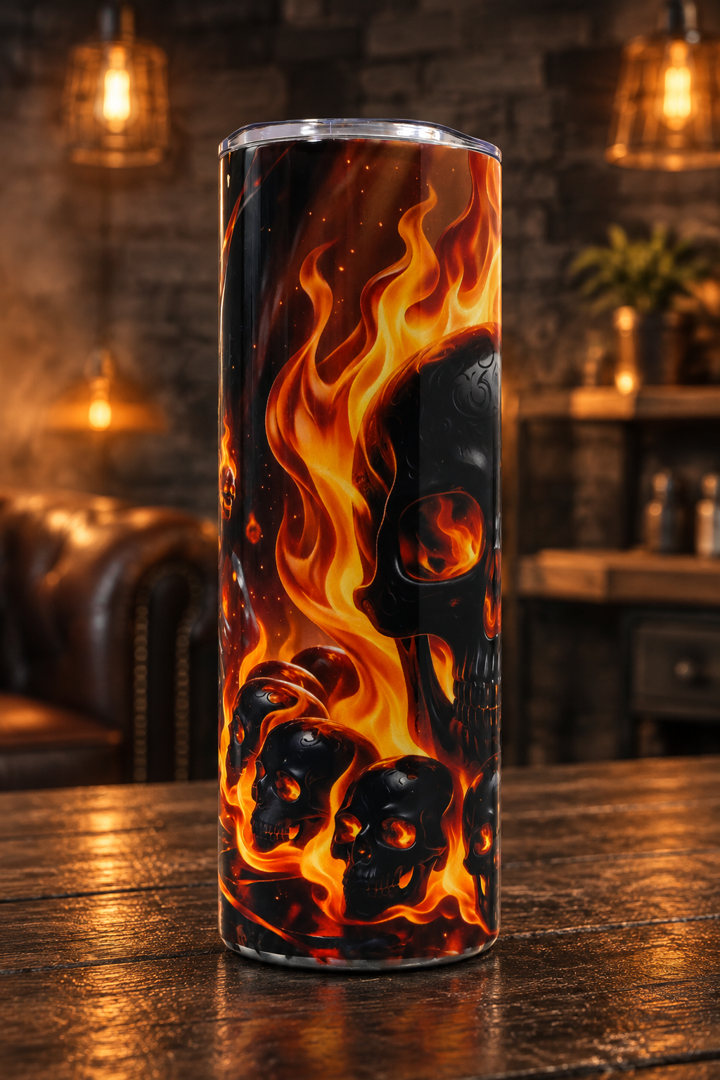 Skull tumbler alternate side in a matching setting