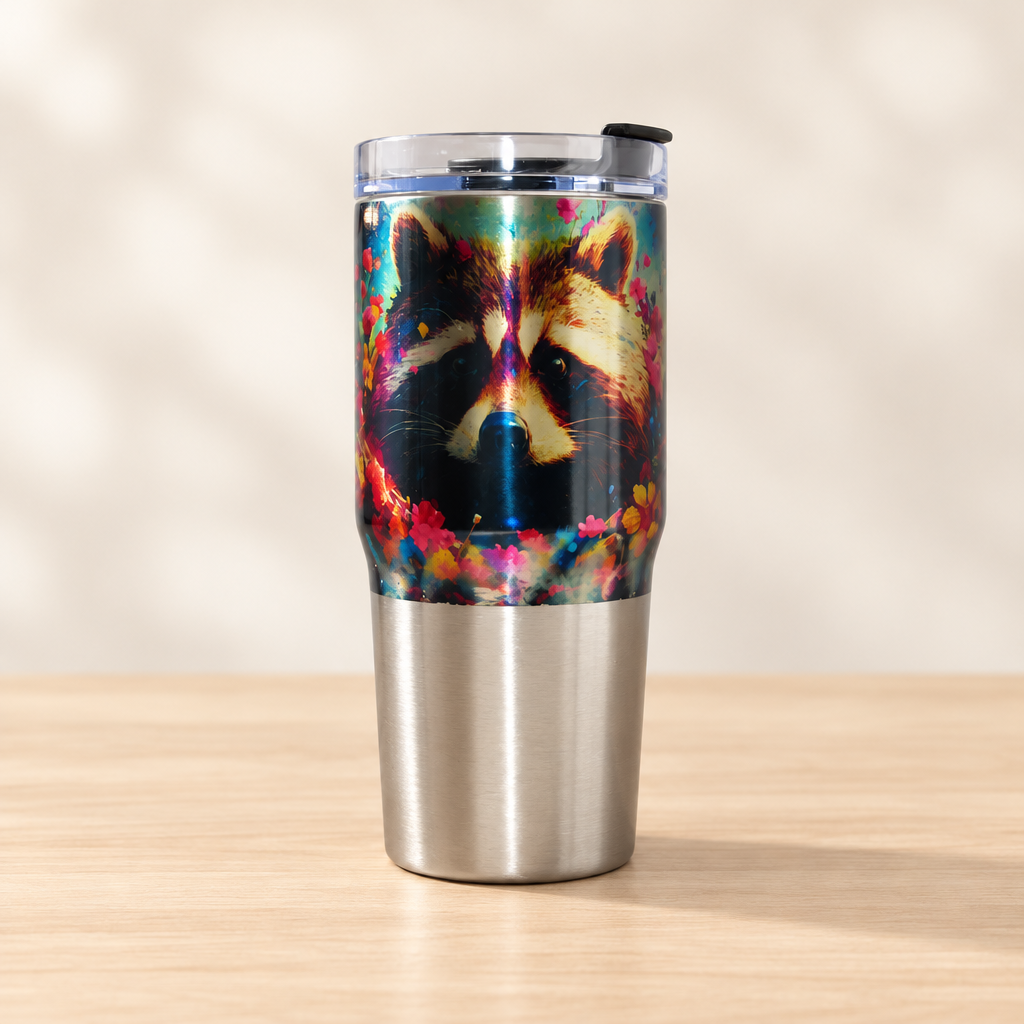 Tumbler in a clean light wood tabletop setting